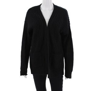 Barrow & Grove Unisex Black V-Neck Cardigan Cotton-Angora Blend Size L